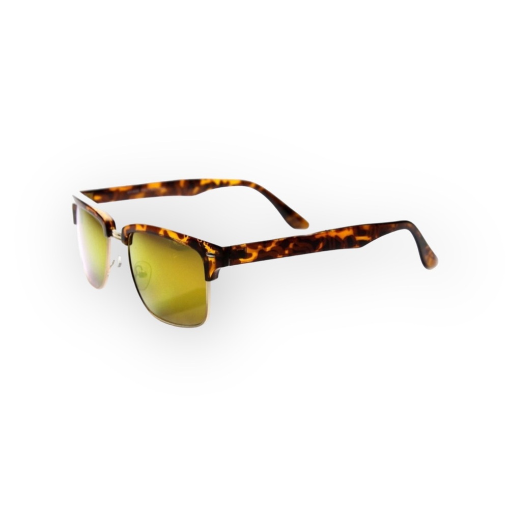 new ☀︎ ︎Half Frame Horn Rim Sunnies Sunglasses ☀︎︎Flash Fire Mirror Lens - Picture 2 of 14